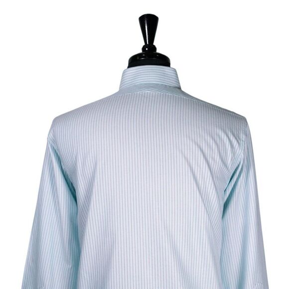 Brooks Brothers Mens Dress Shirt Button Up Turquoise Striped Regent 15.5 32/33 - Picture 7 of 8